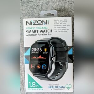 Black Fitness Tracking Smart Watch with Heart Rate Monitor